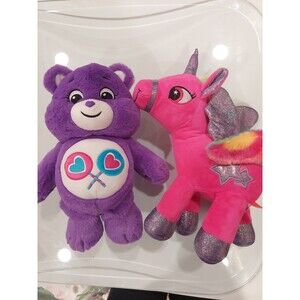 Lot Soft Purple Care Bear And Pink Unicorn Stuffed Toys